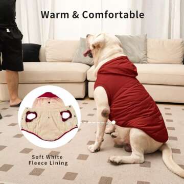Vecomfy Fleece Lining Extra Warm Dog Hoodie in Winter for Small Dogs Jacket Puppy Coats with Hooded,Red M