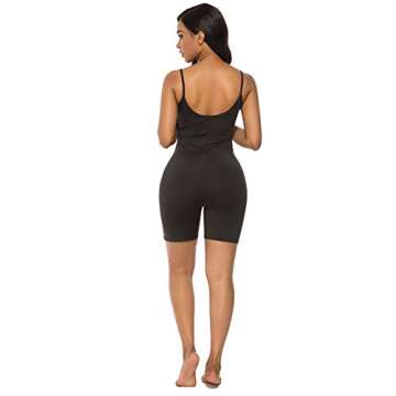 Amiliashp Women's Spaghetti Strap Tank Top Short Jumpsuit Rompers Bodysuit One Piece Catsuit (Black, M)