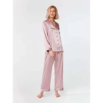 SIORO Womens Pajama Sets Silk PJ Satin Pijamas Two Piece Pants Set Sleepwear Loungewear PJS Plus Siz...