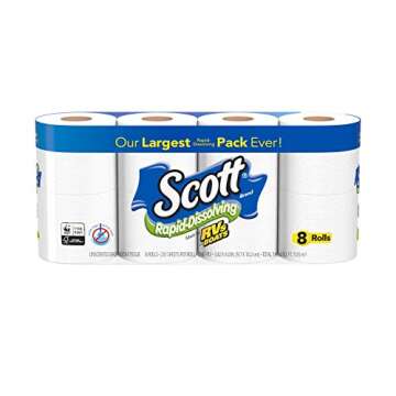 Scott Rapid Dissolve Bath Tissue Made for RVs and Boats (8 Rolls)