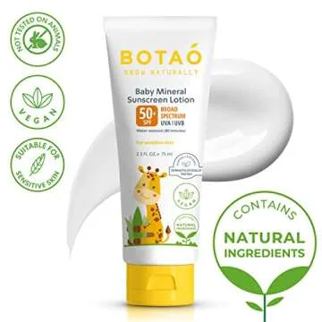 Botao Baby 100% mineral Zinc Oxide baby sunscreen – safe natural sunblock lotion for babies: SPF50...