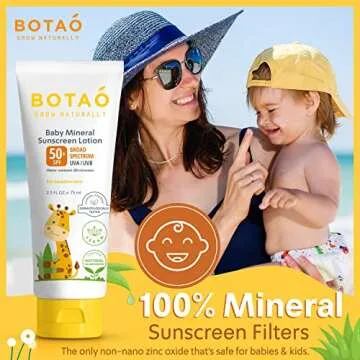 Botao Baby 100% mineral Zinc Oxide baby sunscreen – safe natural sunblock lotion for babies: SPF50 Broad Spectrum UVA UVB,For sensitive skin Baby Face Body Protection, Sunblock Cream 2.5 Oz