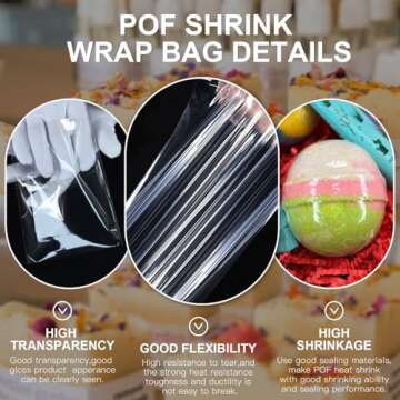 MORIDA 100 pcs 9X14 inch POF Heat Shrink Wrap Bags 100 Gauge, Softer, Clear Film for Gifts, Bottles,...