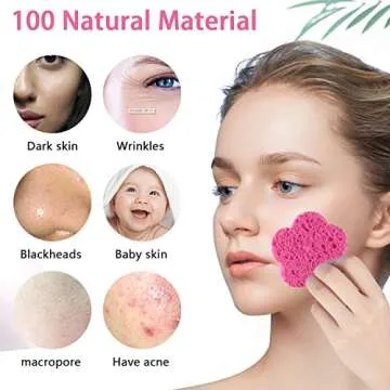 Natural 50-Count Facial Sponges for Makeup and Cleansing