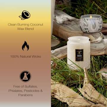 Voluspa Santal Vanille, Small Candle Jar, 5.5 oz, 50 Hour Burn Time, Coconut Wax for Clean Burning, Handcrafted in the USA