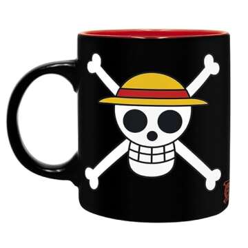 ABYstyle One Piece Monkey D. Luffy Black Gift Set Includes 11 Oz. Mug, Hardcover Notebook, and Keychain Anime Manga Drinkware Accessories 3 Pcs