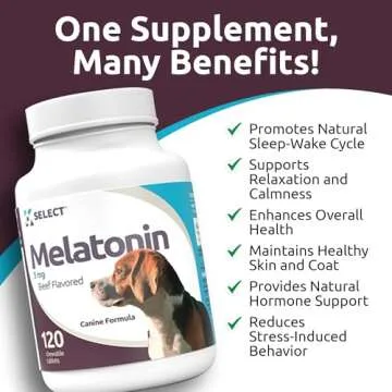 K9 Select Melatonin for Dogs - Composure Dog Calming Chews - Dog Melatonin for Sleep - Reduce Stress Helps Composure Calming Treats for Small Dogs - 3 mg, 120 Beef Flavored Chewable Tablets