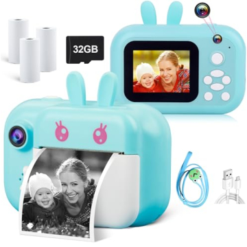 MINIBEAR Instant Camera for Kids - 40MP Video Selfie Toy with Print Paper