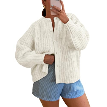 LILLUSORY Chunky Cardigan Sweater for Women - Trendy Cable Knit Fall Fashion