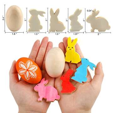 Easter Egg Painting Kit, 24pcs Wooden Eggs and Bunny for Easter Crafts Basket Stuffers Gifts for Kids Toddlers Boys Girls Ages 4-8 8-12 Birthday Party Favors Classroom Prizes DIY Decor