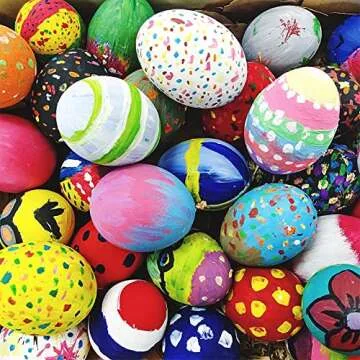 Easter Egg Painting Kit, 24pcs Wooden Eggs and Bunny for Easter Crafts Basket Stuffers Gifts for Kids Toddlers Boys Girls Ages 4-8 8-12 Birthday Party Favors Classroom Prizes DIY Decor
