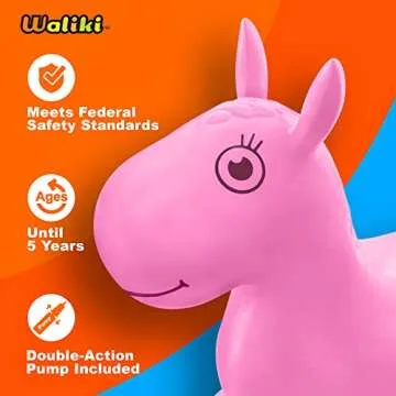 WALIKI Pink Bouncy Horse for Girls | Inflatable Hopping Horse Ride-On Toy with Pump | Fun Gift for 1...