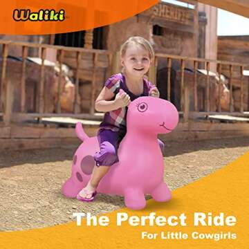 WALIKI Pink Bouncy Horse for Girls | Inflatable Hopping Horse Ride-On Toy with Pump | Fun Gift for 1, 2, and 3 Year Old Girls | Balance & Coordination Hopper Toy for Indoor/Outdoor Play