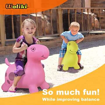 WALIKI Pink Bouncy Horse for Girls | Inflatable Hopping Horse Ride-On Toy with Pump | Fun Gift for 1, 2, and 3 Year Old Girls | Balance & Coordination Hopper Toy for Indoor/Outdoor Play