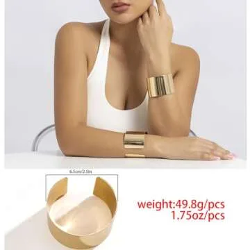 Stylish Salircon 3PCS Chunky Gold Cuff Bracelets Set