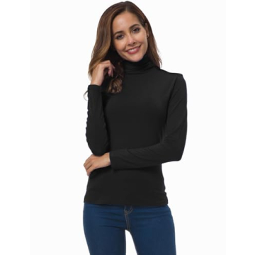 VOBCTY Women's Lightweight Turtleneck Pullover Black