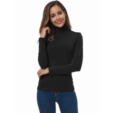 VOBCTY Women's Lightweight Turtleneck Pullover Black