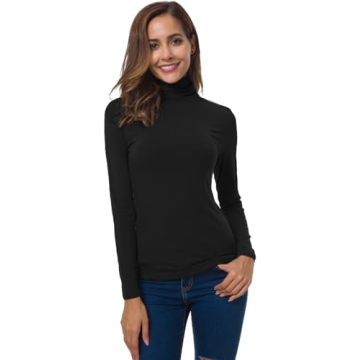 VOBCTY Women's Lightweight Turtleneck Pullover Black