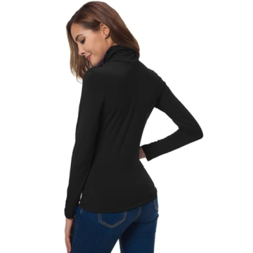 VOBCTY Women's Lightweight Turtleneck Pullover Black