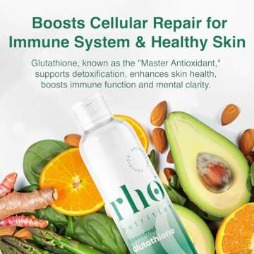 Rho Nutrition Liposomal Glutathione - Ultra High Absorption Liquid Glutathione Supplement - Supports Natural Detoxification, Immune System, Skin Health, Mental Clarity & Overall Well-Being