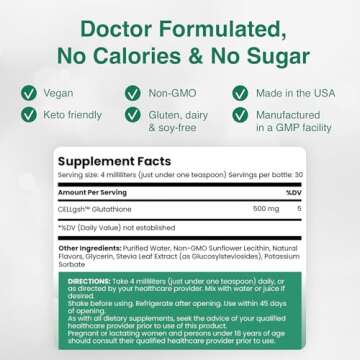 Rho Nutrition Liposomal Glutathione - Ultra High Absorption Liquid Glutathione Supplement - Supports Natural Detoxification, Immune System, Skin Health, Mental Clarity & Overall Well-Being