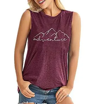 Women's Camping Hiking Sleeveless Mountain Adventure Graphic Tees Shirt