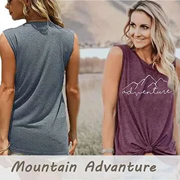 Stylish Women's Camping Mountain Adventure Graphic Tank Top