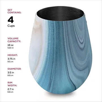 Unbreakable Stainless Steel Wine Glasses Set of 4