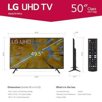 LG 50-Inch Class UQ7570 Series 4K Smart TV, AI-Powered 4K, Cloud Gaming (50UQ7570PUJ, 2022), Black