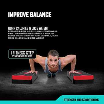 RBX Aerobic Step Platform - Adjustable Non-Slip Stepper for Workouts