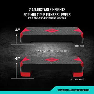 RBX Aerobic Step Platform - Adjustable Non-Slip Stepper for Workouts