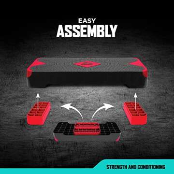 RBX Aerobic Step Platform - Adjustable Non-Slip Stepper for Workouts
