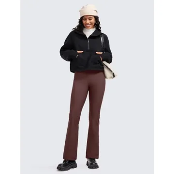 CRZ YOGA Women's Fleece Lined Flare Leggings for Winter