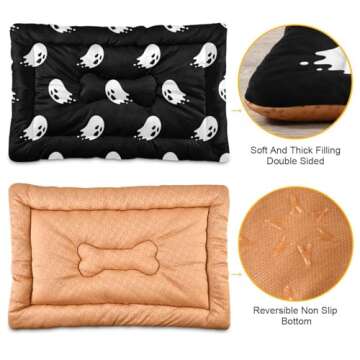 IHCVHQX Halloween Dog Bed Mat Halloween Ghost Spooky Comfortable Pet Kennel Beds Washable Cat Beds C...