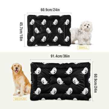 IHCVHQX Halloween Dog Bed Mat Halloween Ghost Spooky Comfortable Pet Kennel Beds Washable Cat Beds Crate Pad Pets Sleeping Mattress for Large Medium Small Dogs 24 x18 Inch