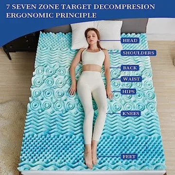 DQZ Memory Foam Mattress Topper - 3 Inch Cooling Gel Comfort