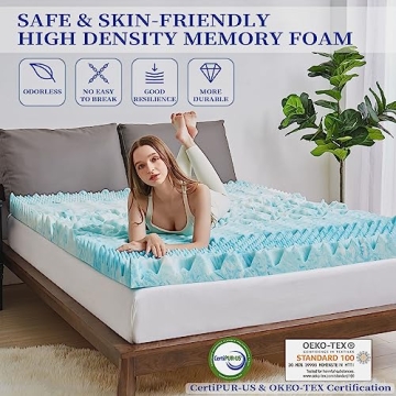 DQZ Memory Foam Mattress Topper - 3 Inch Cooling Gel Comfort