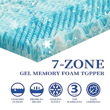 DQZ Memory Foam Mattress Topper - 3 Inch Cooling Gel Comfort