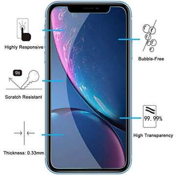 NEW'C 3 Pack Designed for iPhone 11 and iPhone XR (6.1") Screen Protector Tempered Glass, Case Frien...