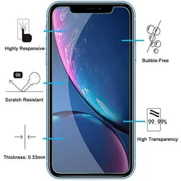 NEW'C 3 Pack Designed for iPhone 11 and iPhone XR (6.1") Screen Protector Tempered Glass, Case Frien...