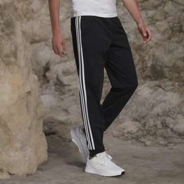 Men's Adidas Tapered Track Pants in Black/White