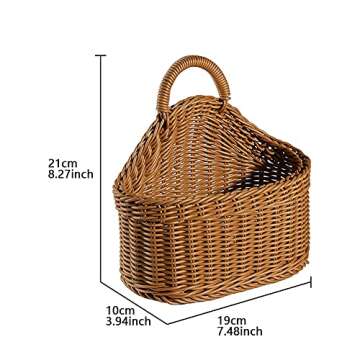 EKDJKK 2 Pcs Hanging Storage Baskets, Plastic Pantry Wicker Baskets, Wall Mount Basket with Hook, De...