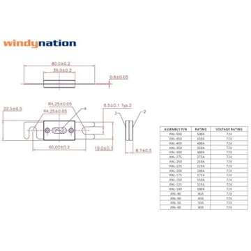WindyNation ANL Fuse Holder with 2pcs 150A Fuses