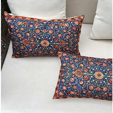 DECOPOW Set of 2 William Morris Vintage Pattern Decorative Throw Pillow Cover,Vintage Pattern Lumbar...