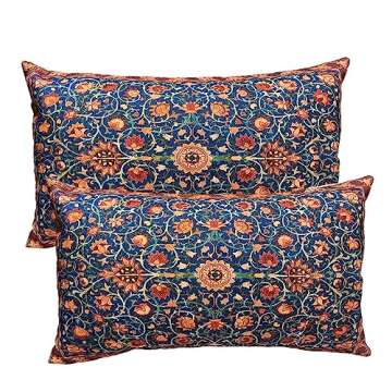 DECOPOW Set of 2 William Morris Vintage Pattern Decorative Throw Pillow Cover,Vintage Pattern Lumbar Pillow 12X20 Inches Cover,Cover Only