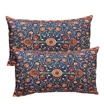 DECOPOW Set of 2 William Morris Vintage Pattern Decorative Throw Pillow Cover,Vintage Pattern Lumbar Pillow 12X20 Inches Cover,Cover Only