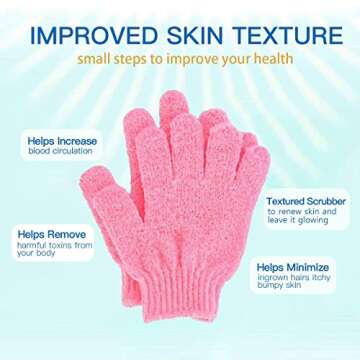 ATB 4 Pairs Exfoliating Gloves - Premium Scrub Wash Mitt for Bath or Shower - Luxury Spa Exfoliation...