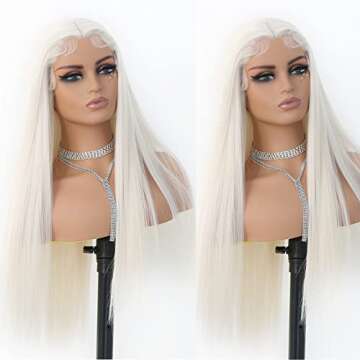 ANDRIA Lace Front Wigs Straight Hair Glueless Lace Wigs Synthetic Long Silk Straight Natural Wig Hea...
