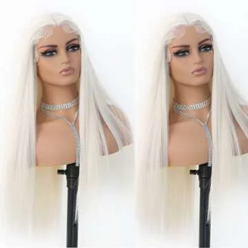 ANDRIA Lace Front Wigs Straight Hair Glueless Lace Wigs Synthetic Long Silk Straight Natural Wig Hea...