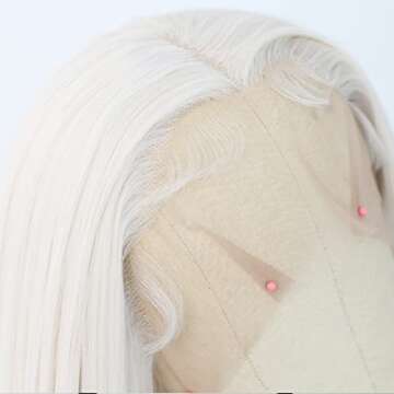 ANDRIA Lace Front Wigs Straight Hair Glueless Lace Wigs Synthetic Long Silk Straight Natural Wig Heat Resistant Fiber Platinum Blonde Colorful Wig With Baby Hair For Black Women 24 Inches